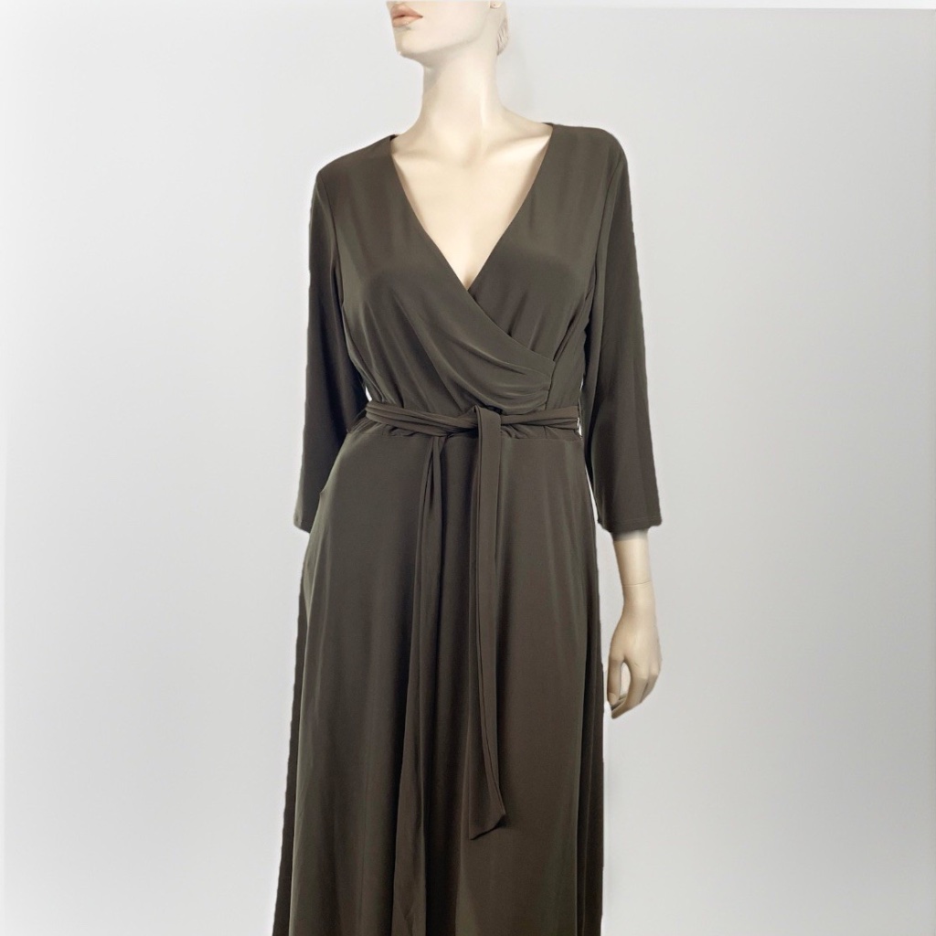 Nwt Ralph Lauren Wrap Surplice Olive Dress